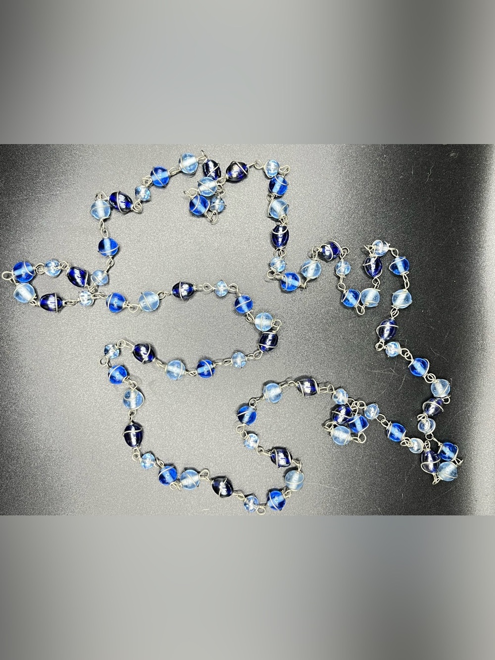 Handmade Blue Glass Bead Necklace and Bracelet Set